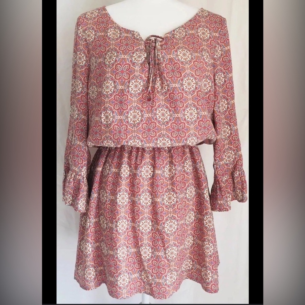 Sanctuary Red and White Floral Long Sleeve Dress